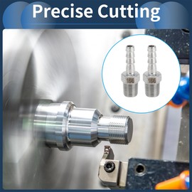 INFINAUTO Stainless Steel Barb Fittings, 15/64" Barb 1/8 BSPT Male Hose Barb Tubing Connector for Air Water Oil Gas Fuel, 2 Pcs