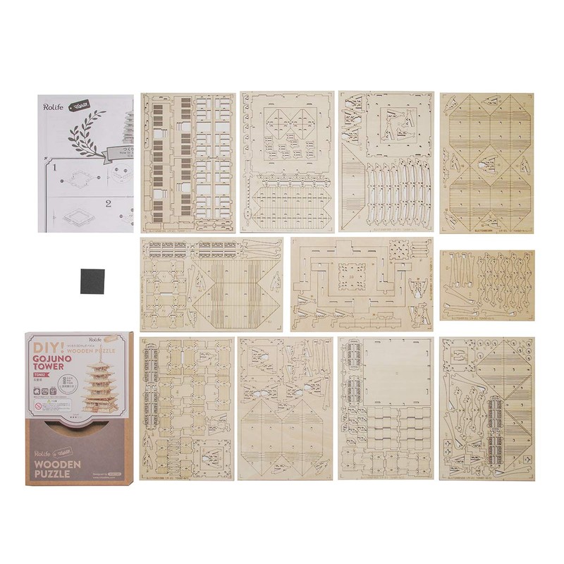 Tsukurun Desu® Robotime TGN02 Gojuno Tower 3D Wooden Puzzle (Japanese