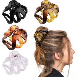 4PCS Extra Large Hair Clips for Thick Hair Hair Claw Clips Big Octopus Hair Clip for Women Girls Jumbo Premium Cute Strong Hold Hair Claw Clips Big Hair Jaw Clips for All Hair Types (Style1, One size)