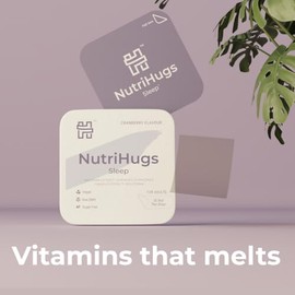 NutriHugs - Tiras de pelcula fina oral para apoyar el sueo, raz de valeriana, manzanilla, lavanda, hibisco e ingredientes naturales, vegano, sin...   