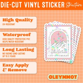 Set 3Pcs ACOTAR to The Star Who Listen City of Starlight Holographic Sticker Velaris Pink Stamp, Bookish Sparkle Sticker Romance Fantasy Book Reader Waterproof Die-Cut Vinyl Sticker 3 Inches