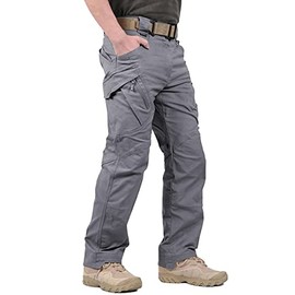 LABEYZON Men's Outdoor Work Military Tactical Pants Lightweight Rip-Stop Casual Cargo Pants Men (Grey, 36W x 30L)