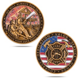Firefighter Challenge Coin - Commemorative Coin for Honoring Heroes, Honor and Valor for Firefighters, for Firefighters and Supporters (Single Coin)