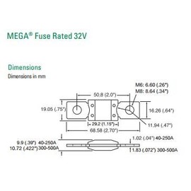 Littelfuse 0298060 Bolt Down Auto Fuse 60A Time Delay 32V 298 Series, MEGA