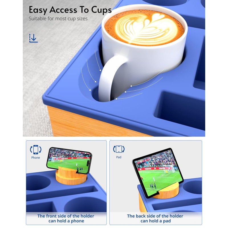RGBDOT Couch Cup Holder Tray - Couch Organizer Caddy, Silicone