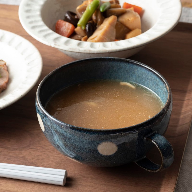 Koyo Pottery Gran Blue Polka Dot Soup Bowl 20107