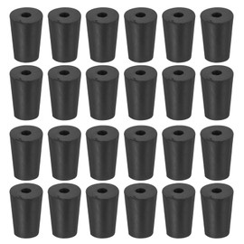 sourcing map Rubber Tapered Plug 13mm to 17mm Solid Test Tubes Bungs Stopper with Hole Black for Lab Home 24 Pieces