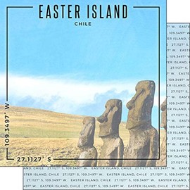 Scrapbook Customs 39958 Easter Island Chile Coordinates 12 x 12 Double-Sided Scrapbook Paper - 1 Sheet