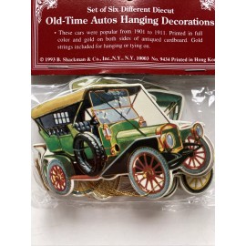 B. Shackman & Co. Inc Shackman Old Time Autos Hanging Christmas Ornaments  6 Vintage 1993 Car Lover