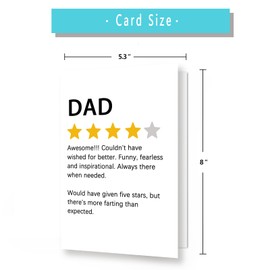 Asmallgf Funny Star Rating Fathers Day Card, Best Dad Gifts from Daughter Son, Birthday for Step Father