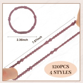 Yuxung 120 Pcs Boho Hair Tie Bracelets for Women 2.36 Inches Bohemian Elastic Ponytail Holders for Thick Thin Curly Soft Hair Accessories