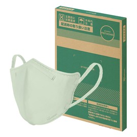 Iris Ohyama RN-F32SXA Pistachio Non-woven 3D Mask, 3D Mask, 32 Pieces, Regular Size, 3D, Small Face, Daily Fit, Summer Color, Refreshing, Cool Color, Blood Mask, Cheek Mask, Color Mask, Beak, Stylish,