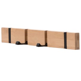 KYSMOTIC Coat Rack Wall Mounted, Modern Coat Hooks Wall Mounted with Folding Hooks, Space-Saving Coat Hanger for Coats, Purses, Key – Wooden 4 Hooks