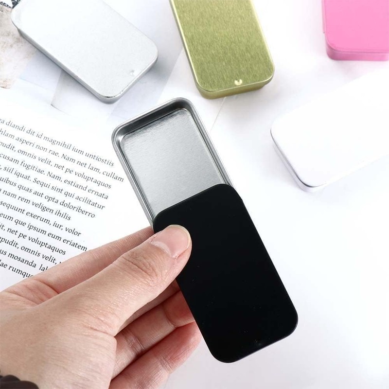 Jowxsx Black Metal Rectangular Empty Mini Tin Box,Mini Iron Box