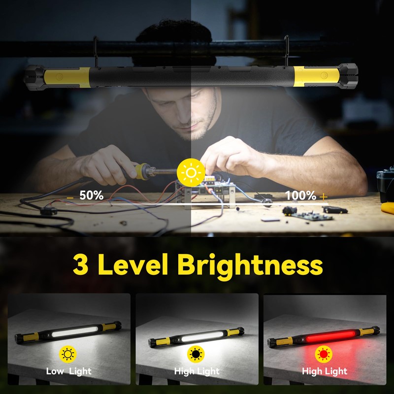 AlpsWolf Magnetic Rechargeable Work Light - 3000LM LED Light Bar,