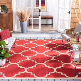 Safavieh Courtyard Collection CY6243 Moroccan Trellis Indoor/ Outdoor Area Rug, 8' x 11', Red