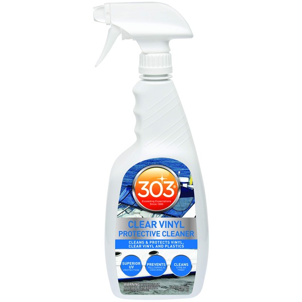 303 Products Marine Clear Vinyl Protective Cleaner - Cleans and Protects Vinyl, Clear Vinyl, and Plastics, Provides Superior UV Protection, Prevents Yellowing and Cracking, 32oz (30215-6PK)