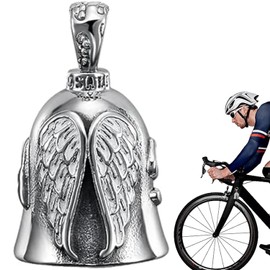 FNSIGHD Guardian Bell for Motorbikes,Outdoor Riding Stainless Steel Angel Guardian Bell Key Chain,Guardian Wings Motorcycle Bells Keyring,for Bicycles Biker Motorcycle Riders Man Husband Gifts