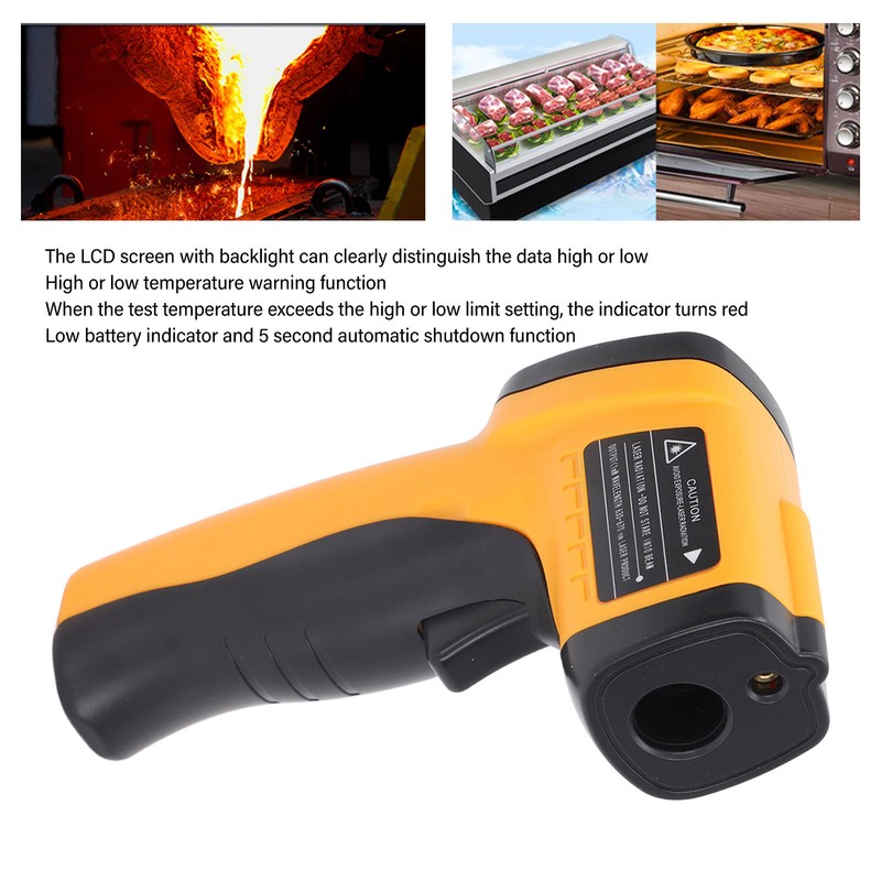 Industrial Infrared Thermometer LCD Digital Handheld Temperature Measuring Gun for