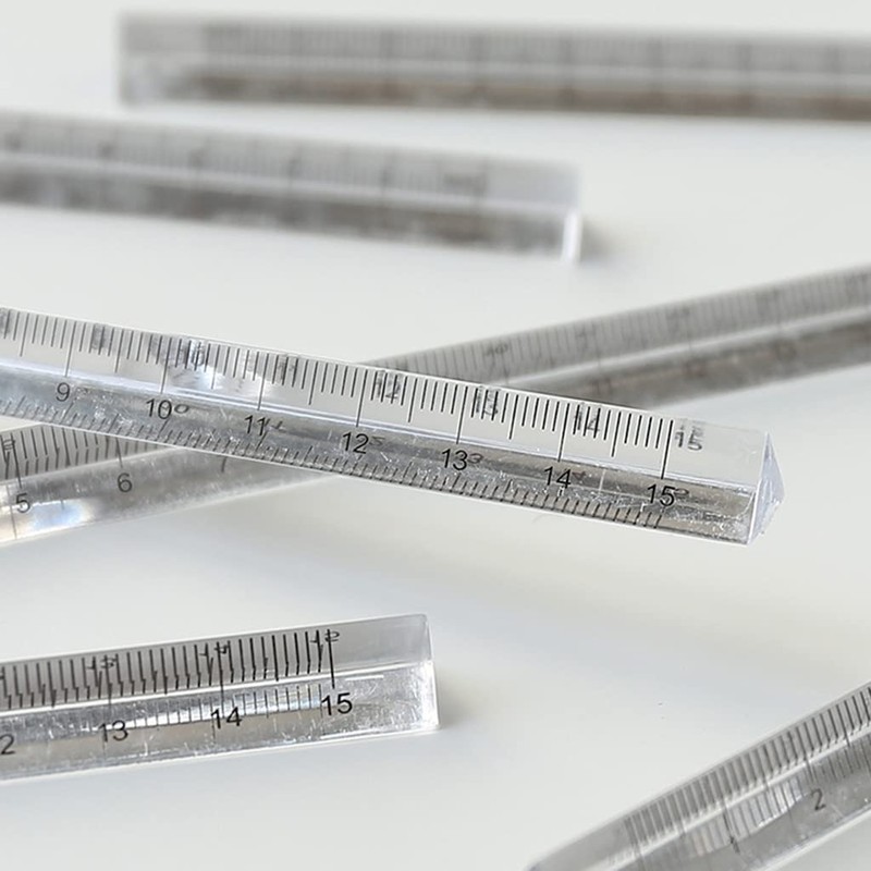 Yisawroy Triangle Ruler Transparent Triangular Prism Ruler Architect Scale Ruler