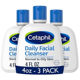 Idel Cetaphil Face Wash, Daily Facial Cleanser for Sensitive, Combination to Oily Skin, 4 Oz 3 Pack, Gentle Foaming, Soap Free, Hypoallergenic