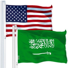 UD_G128 Combo Pack: USA American Flag 3x5 Ft 150D Printed Stars & Saudi Arabia Flag 3x5 Ft 150D Printed