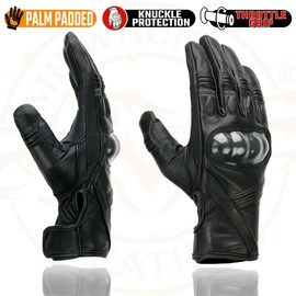 Milwaukee Leather MG7540 Men's Black Leather Protective Knuckle Racer Motorcycle Gloves W/Elasticized Reflective Fingers - X-Large