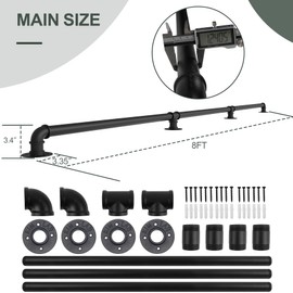 Toriexon Hand Rails for Indoor Stairs, 8FT Metal Stair Railing Indoor, Dia. 1.24“, Matte Guard Coating, 400LBS Load Capacity Wall-Mounted Pipe Staircase Handrails for Indoor & Outdoor Use