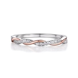 Ladies Ring Solid Sterling 925 Silver & Rose Gold Diamond Eternity Ring Sizes K to U (S)