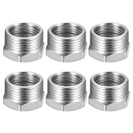 Reducer 3/4 to 1/2 Inch, Pack of 6 Reduction 3/4 Inch Male Thread to 1/2 Inch Female Thread, AG/IG Stainless Steel Thread Fitting Reducing Nipple for Industry, Commerce, Household