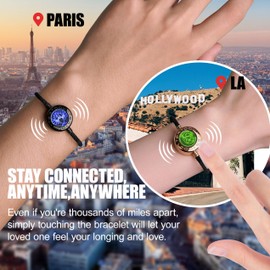 tartoow Long Distance Touch Vibration Bracelets Long Distance Relationship Gifts for Girlfriend Boyfriend Love Bracelets for Couples Bluetooth M001 B E01 G R01