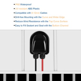 Restmo IP68 Waterproof Solar Cable Entry Gland, Weather Resistant Dual Cable Entry Housing for Solar Panels of RV, Caravan, Marine, Boat, Cabin, Black