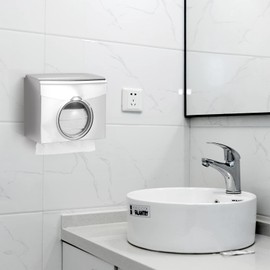 DOONARCES Stainless Steel Toilet Paper Holder, Wall Mounted Toilet Tissue Dispenser Tissue Box Holder for Bathroom Restroom Hotel Office 9.8 * 3.5 * 7.9in (Silver)