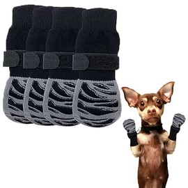 IREH Calcetines Antideslizantes para Perros, Negro,Talla S | Silicona Antideslizante, Elástico, Algodón,Correas Ajustables, Protege Las Patas del perr