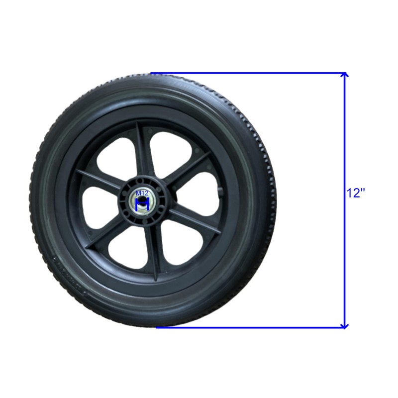 Wheelchair 12 inch Rear Wheel Assembly 12 1/2 x 2
