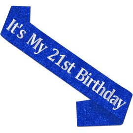 SHADOAMP Blue 21st Birthday Decorations, It's My 21st Birthday Sash for Happy 21 Bday Decorations Party Favors Gift Women Men Boy Girl