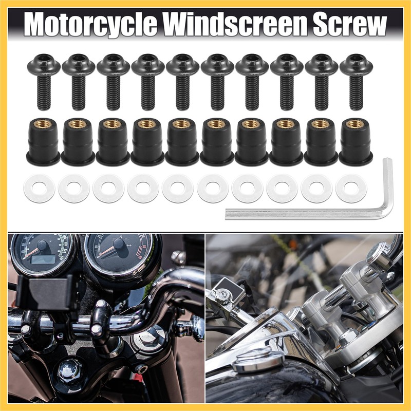 REPAIROCK 10pcs M5 Motorcycle Fairing Windscreen Screw Bolt Titanium Tone