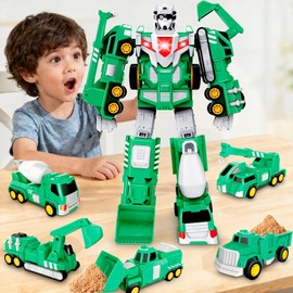 Laradola Toys for 3 4 5 6 Year Old Boys - Transform Robot Kids Toys Cars | STEM Building Toddler Toys for Ages 3+ | 5 in 1 Construction Christmas Birthday Gifts for Boys Girls