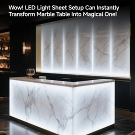 Jeogejin 4PCS Soft LED Backlight Sheet 24V 36W 6000K White,Single LED Backlight Panel 19.3X9.6 Inches,Suitable for Translucent Countertops