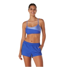 Speedo Women's Standard Swimsuit Bottom Short Length Boardshort, Dazzling Blue