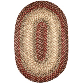 Super Area Rugs Oval 3X5 Red/Gray Braided Rug Hartford Primitive Decor Carpet - Indoor Outdoor - 3' X 5' Woven Entryway Carpet