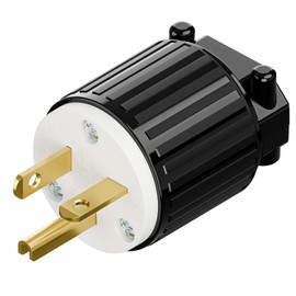 USA 3-Prong Male AC Plug, ETL Nema 5-20P 3 Pole Straight T- Blade DIY Rewirable, 20A 125V USA 3Pin AC Connector, Nema 5-20 Male US 3Pole Power Plug, Black