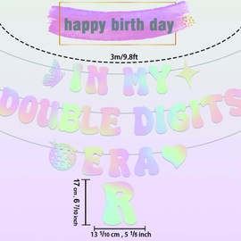Double Digits 10th Birthday Decorations, 10th Birthday Decorations Girl, Birthday Decoration For Girls Double Digits Banner, 10th Birthday Decorations Girl