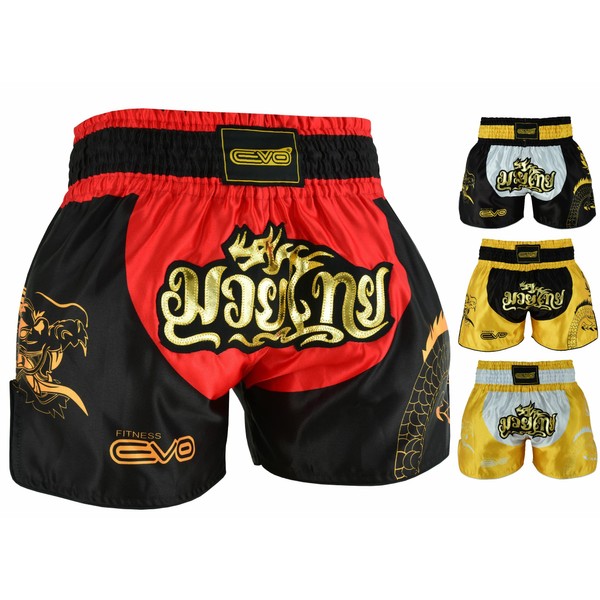 EVO Fitness Short de Muay Thai MMA Arts Martiaux Grappling Kick Boxing UFC Cage Combat Gym Entraînement Homme Femme Vêtements Équipement