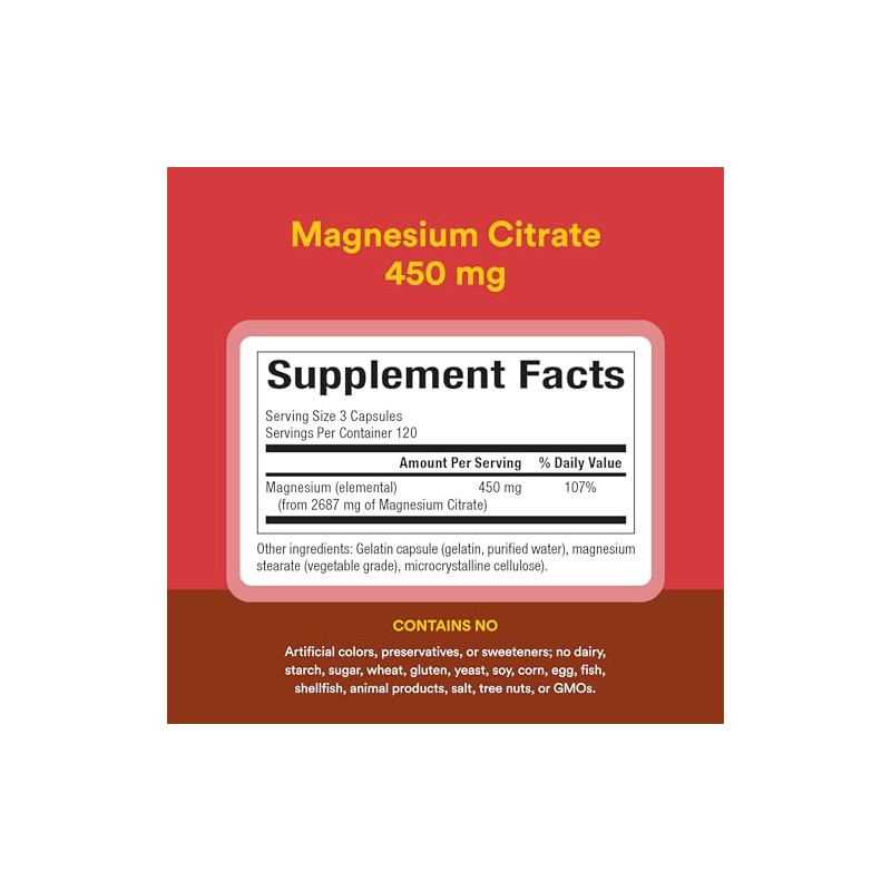 Natural Factors Magnesium Citrate Supports Muscle Heart Function 360 Capsules