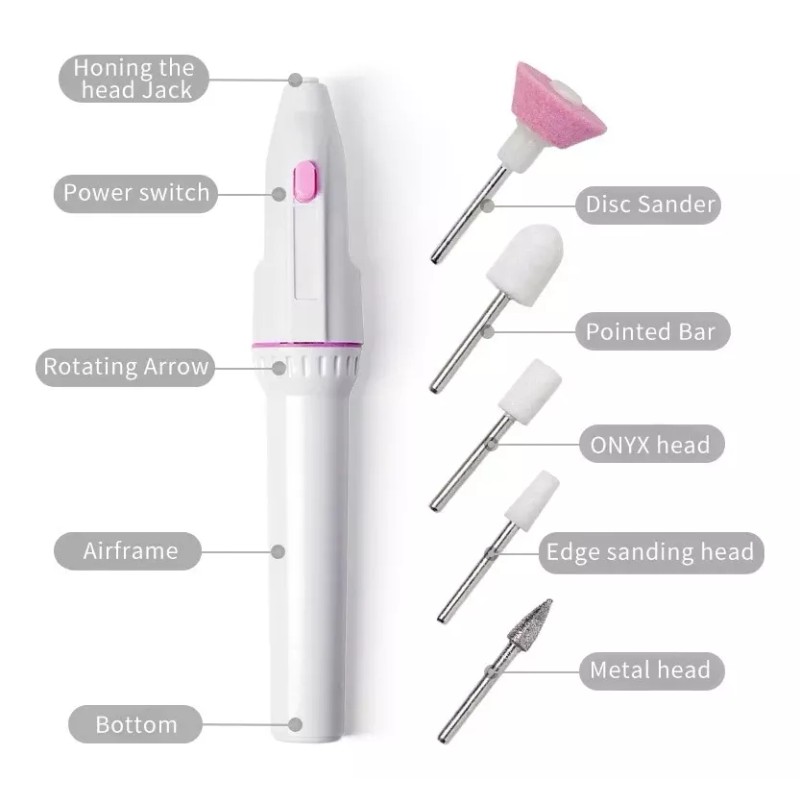 Nail Decorator Limador De Uñas Eléctrico Con 5 Puntas Manicure