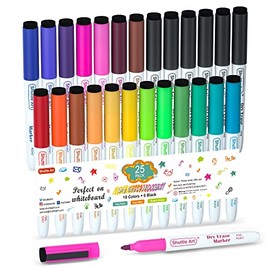 Shuttle Art Dry Erase Markers, 25 Pack 20 Colors Whiteboard Markers,Bundled with 5 Extra Black,Fine Tip Dry Erase Markers for Kids,Perfect for Writing on Dry-Erase Surfaces,School Office Supplies