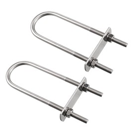 sourcing map Round U-Bolt 1.26"(32mm) Inner Width 120mm Length Steel M6 with Nuts, Plate, Washers 2 Set