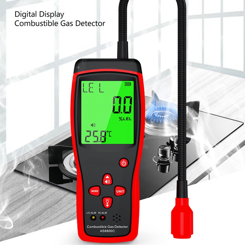Digital Display Combustible Gas Detector Flexible Probe LCD Backlit Gas