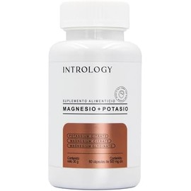 INTROLOGY Magnesio  Potasio, Citrato y Glicinato de Magnesio, Citrato de Potasio  60 Cápsulas de Gelatina dura, Rinde 30 días